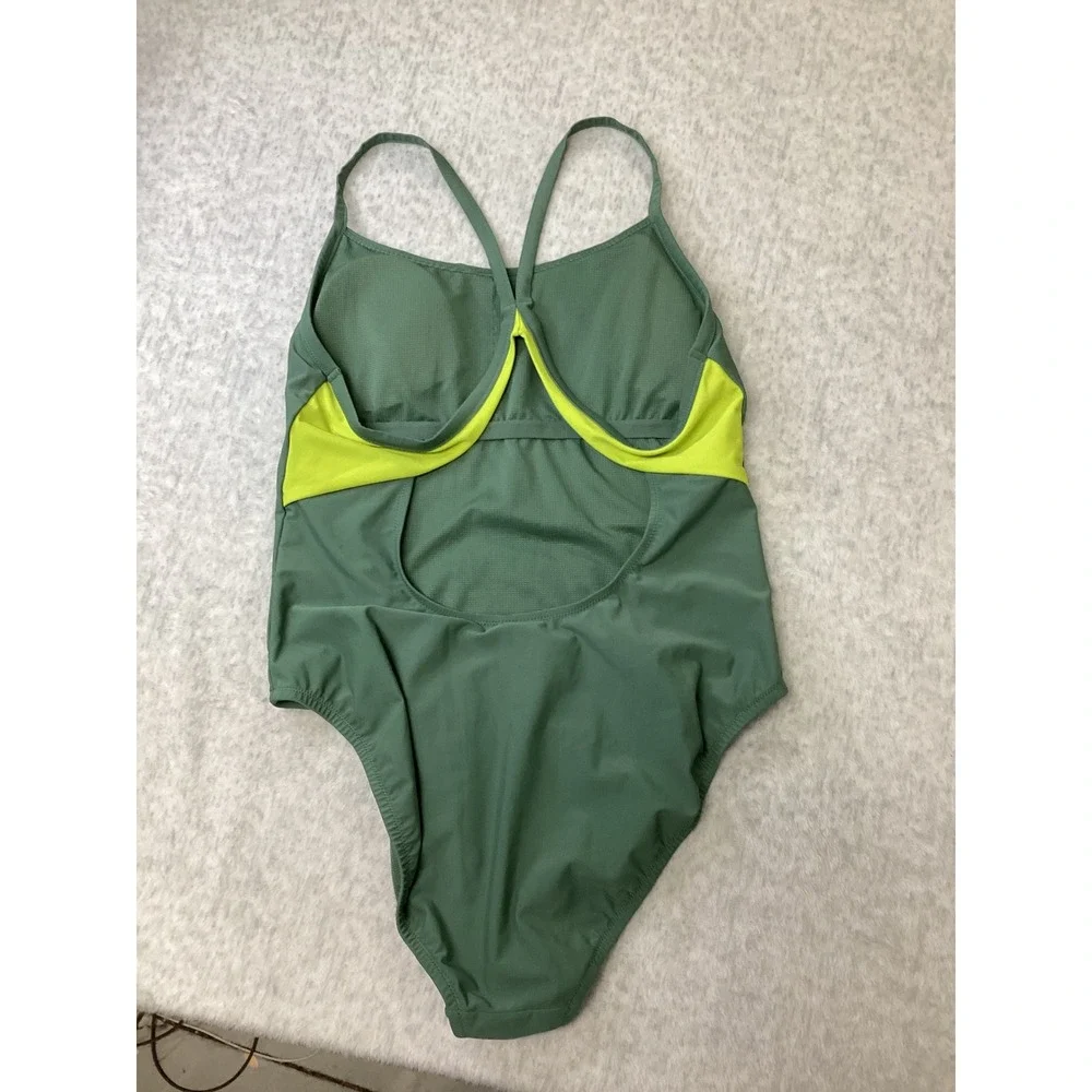 Speedo Womens Solid Racerback One Piece Swimsuit Sage Green XL 8003905- RETAGGED